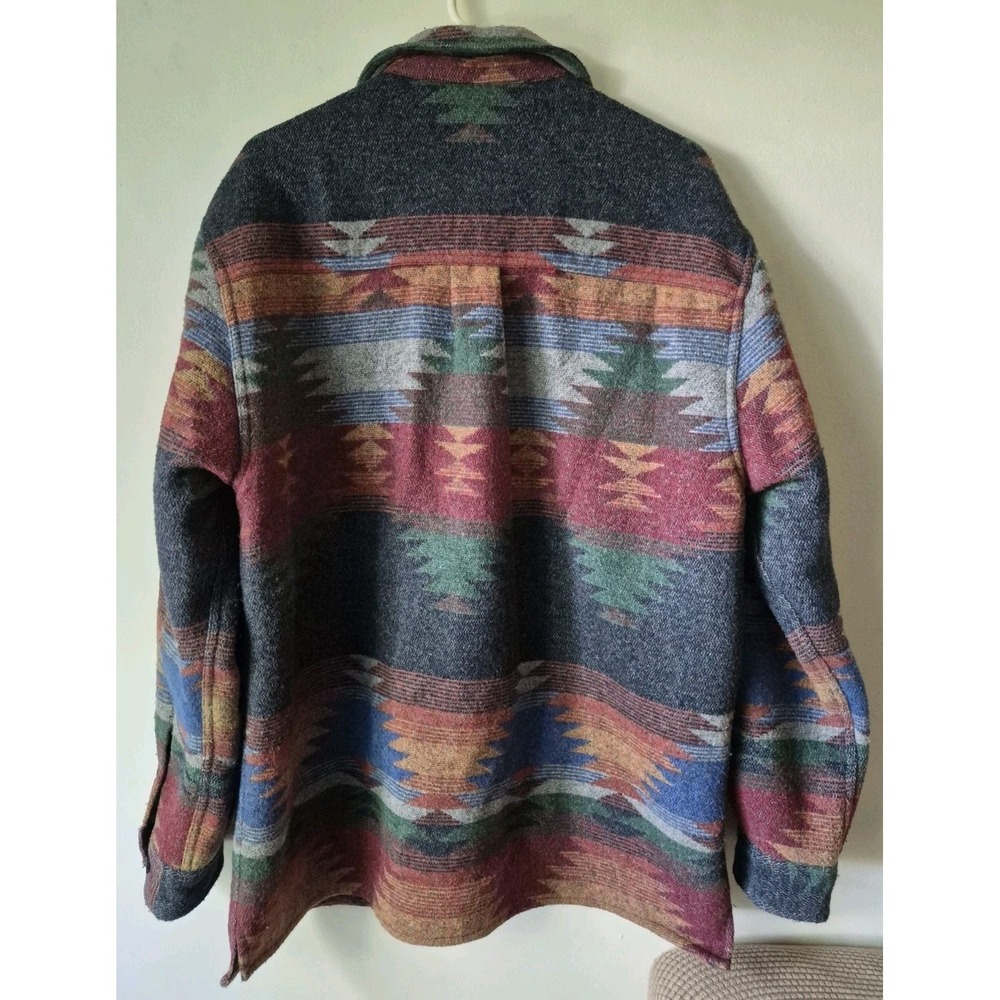 Territory Ahead Men's L Multi Color Aztec Navajo Western Blanket Jacket Wool - Picture 2 of 5
